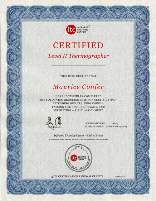 Level II Thermographer Certificate